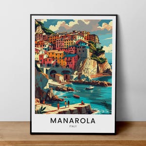 Manarola Italy Travel Poster, Manarola Print, Cinque Terre Art, Italy Wall Art, Coastal Town Print, Travel Decor, Italian Village Poster