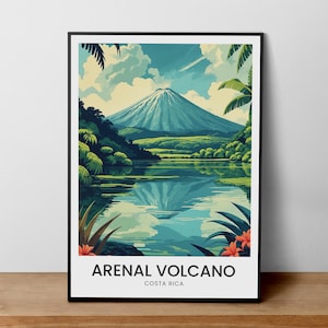Arenal Volcano Costa Rica Poster, Costa Rica Travel Print, Arenal Volcano Art, Mountain Wall Decor, Tropical Home Decor
