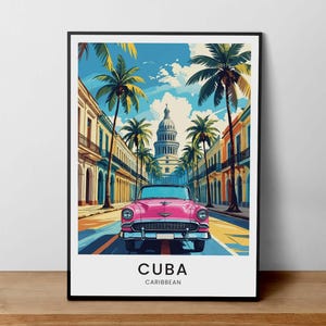 Cuba Travel Poster, Havana Classic Art, Cuba Print, Retro Cuban Car Poster, Havana Street Art, Cuba Vintage Poster, Caribbean Travel Art
