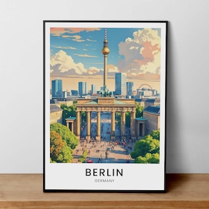 Berlin Brandenburg Gate Art Print: Germany Travel Poster (Digital Download
