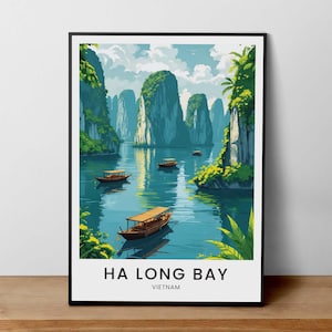 Ha Long Bay Travel Poster, Vietnam Landscape Art, Vietnamese Nature Print, Tropical Waters Art, Ha Long Bay Poster, Scenic Vietnam Decor