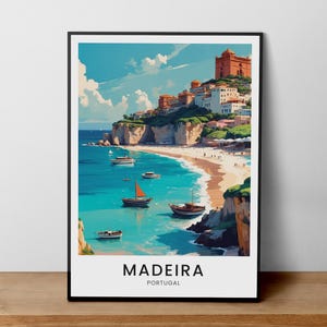 Madeira Travel Print - Portugal, Madeira Poster, Portuguese Island Art, Madeira Beach, Coastal Landscape, Madeira Illustration