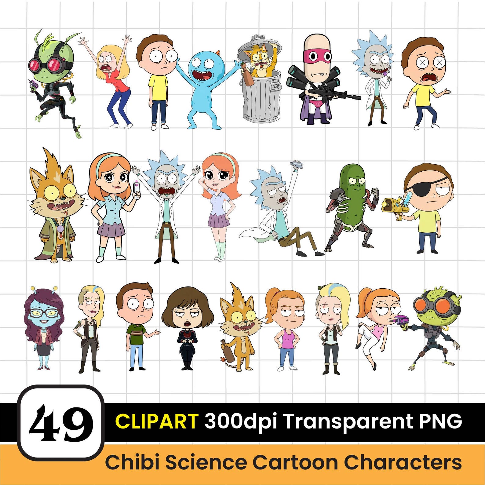 Chibi Science Characters | Cartoon Art Bundle - Etsy
