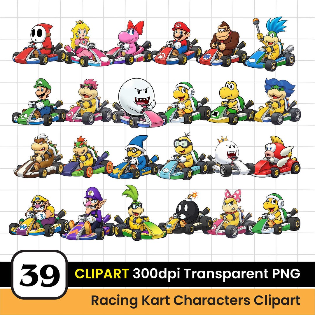 Racing Kart Characters PNG Clipart Bundle - Etsy