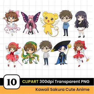 Kawaii Magical Girl Clipart Bundle: Chibi Anime PNG Stickers (300dpi)