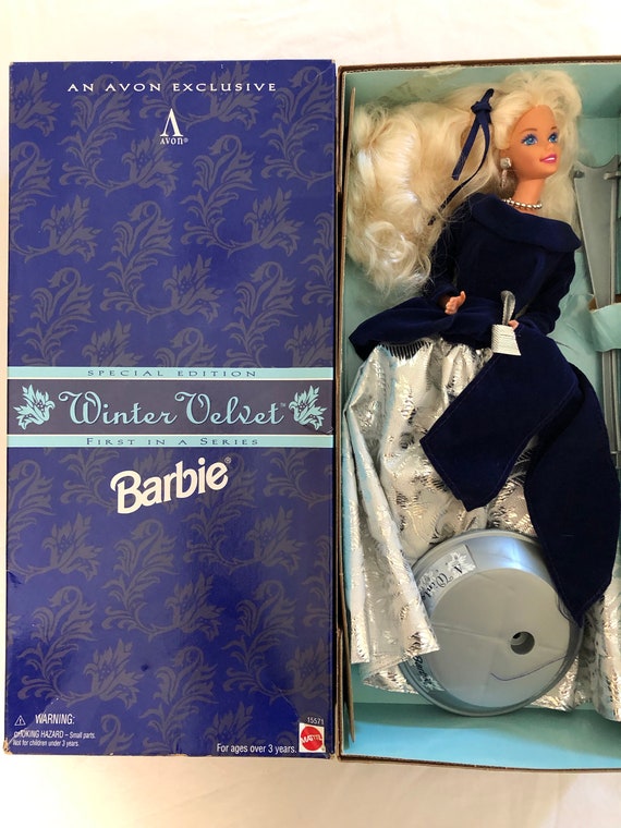 avon winter velvet barbie 1995 value
