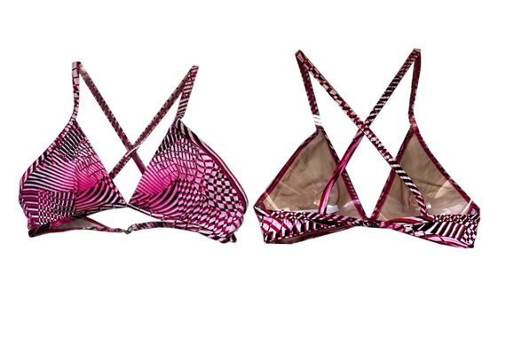 Pink Criss-Cross Bikini Set | Pink White Black Ab… - image 4