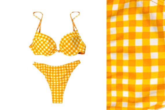 Yellow Gingham High-waist Bikini Set - image 1