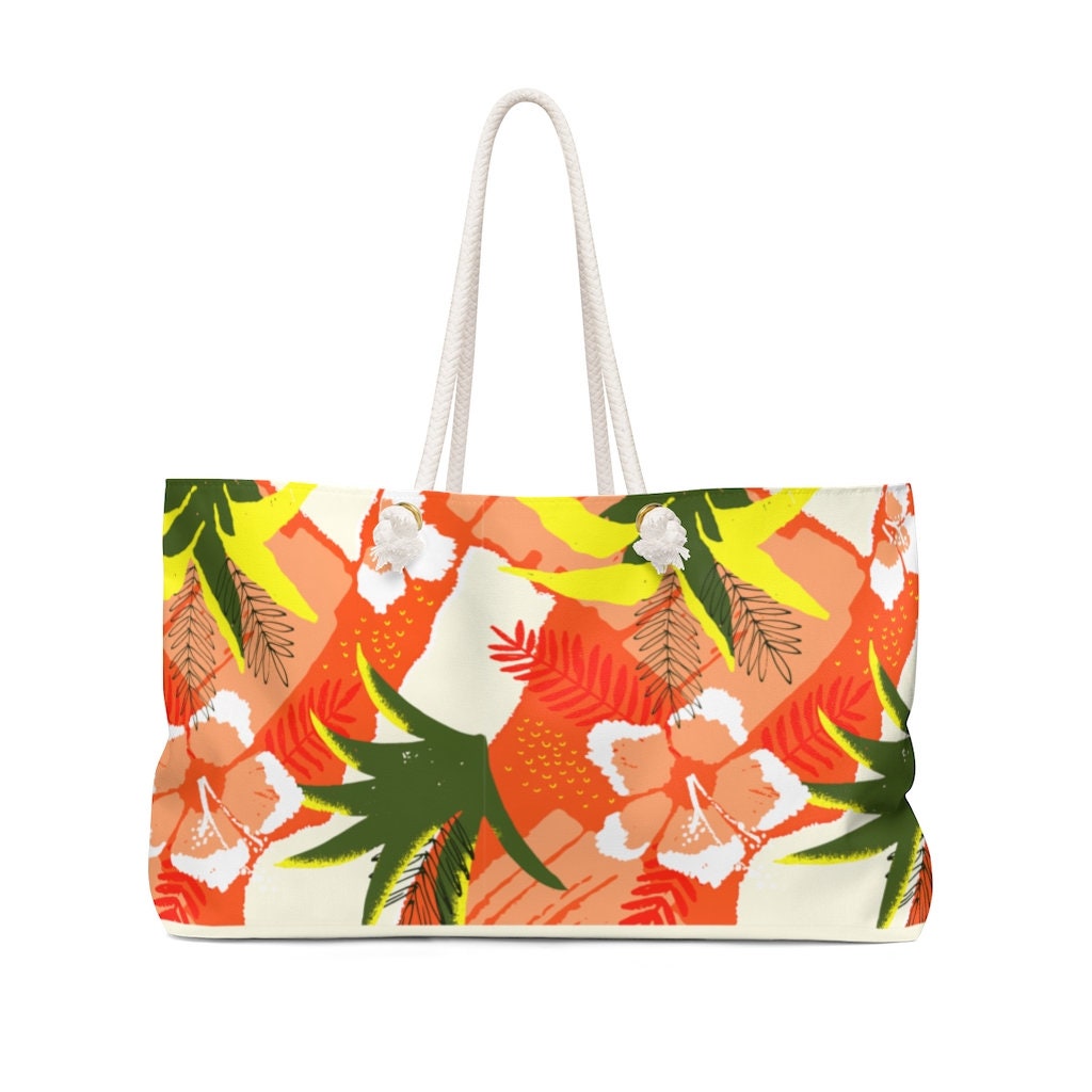 Tropical Beach Tote Abstract Floral Weekender Bag Oversize 24x13 Made in USA Etsy Ireland