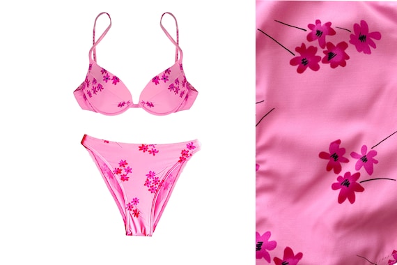Pink Daisies High-Waist, High Leg Bikini Set with… - image 1