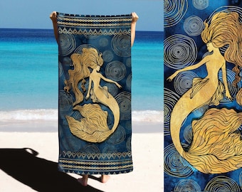 Mermaid Gift, Beach Towel, Beautiful Mermaid Scales Original Art, Large Beach or Pool Towel