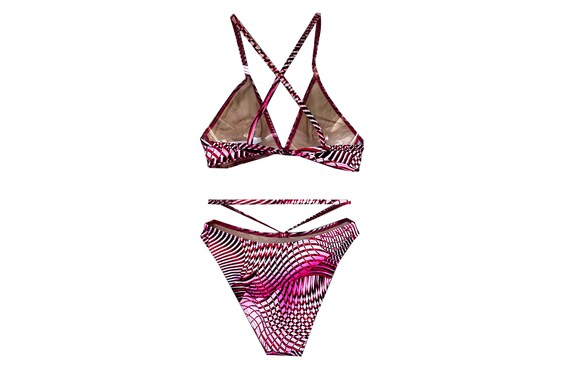 Pink Criss-Cross Bikini Set | Pink White Black Ab… - image 6