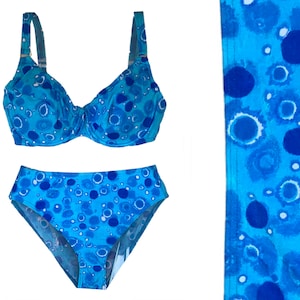 Vintage 90s High-Waisted High-Legs Deadstock Blue Bikini Set with Underwire