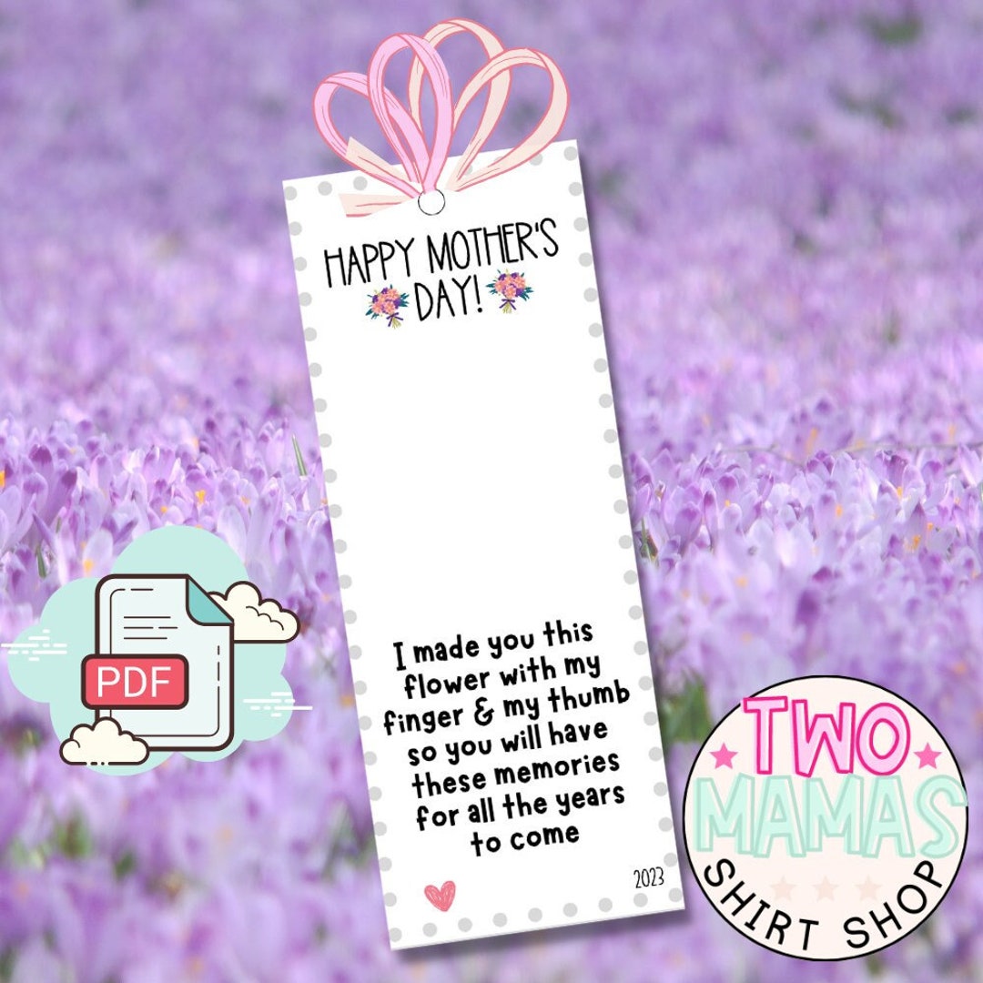 Mother's Day Bookmark Craft Thumb Print Finger Print