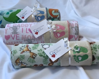 Manta de franela para recibir al bebé, manta para niño, manta para niña, manta neutra, manta de recepción personalizada, juego de regalo de manta para bebé