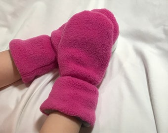 Mitones de invierno de polar sin pulgares para niños, mitones de polar para niños, mitones de polar para bebés, mitones de polar de doble grosor, mitones sin pulgares