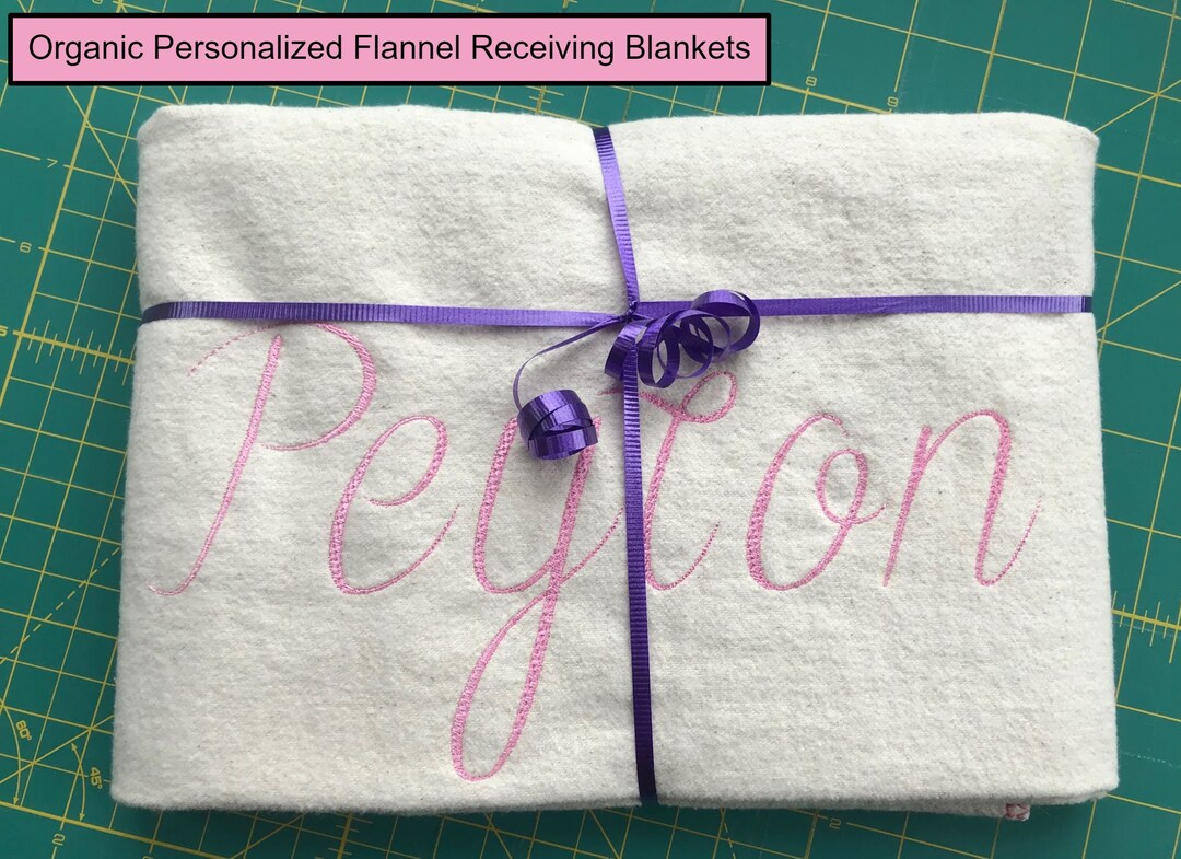Organic Monogrammed Receiving Blanket, Organic Embroidered Receiving