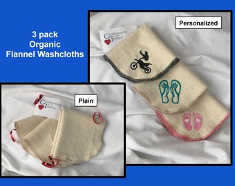 Paño de franela orgánica, Paño de franela orgánico personalizado, Paño bordado, Regalo de baby shower, Regalo de boda, Regalo de inauguración