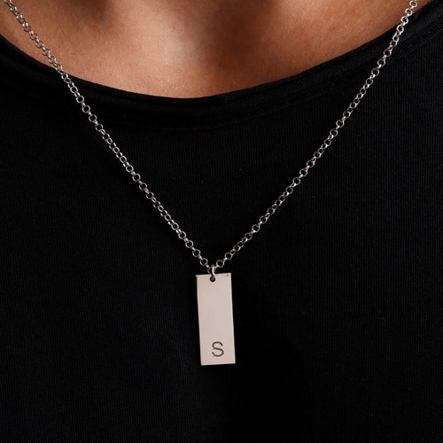 Mens Initial Necklace Mens Name 
