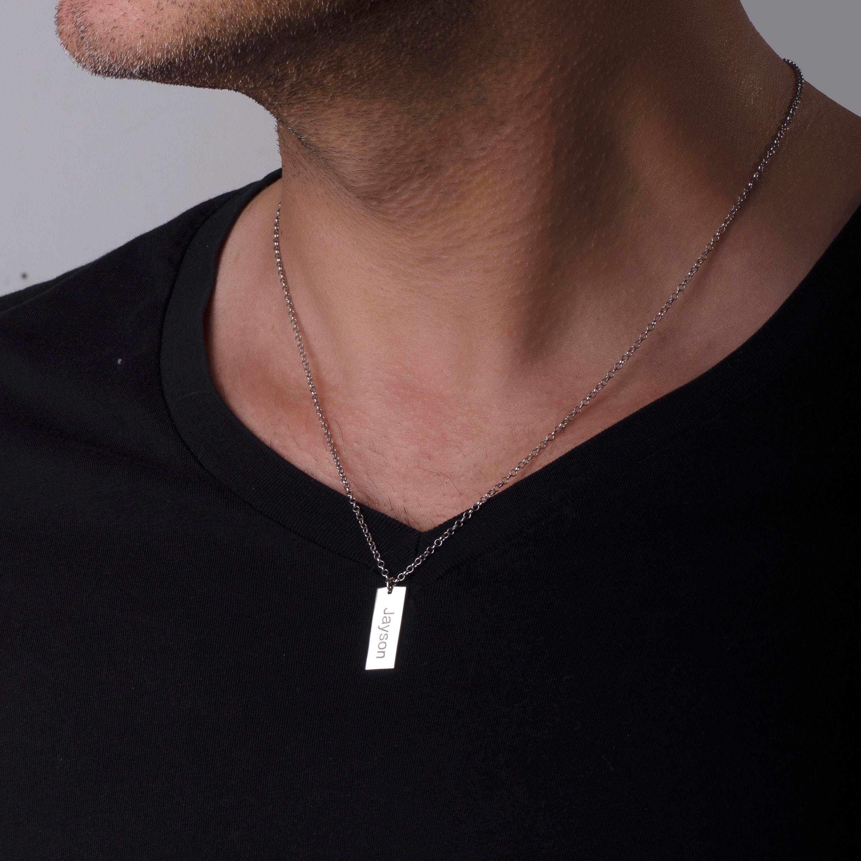 Man Necklace Man Necklace Personalized Man Initial Necklace Etsy