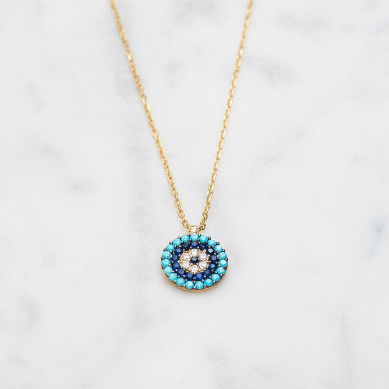 Evil Eye Necklace Evil Eye Gold Tiny Evil Eye Pendant Etsy