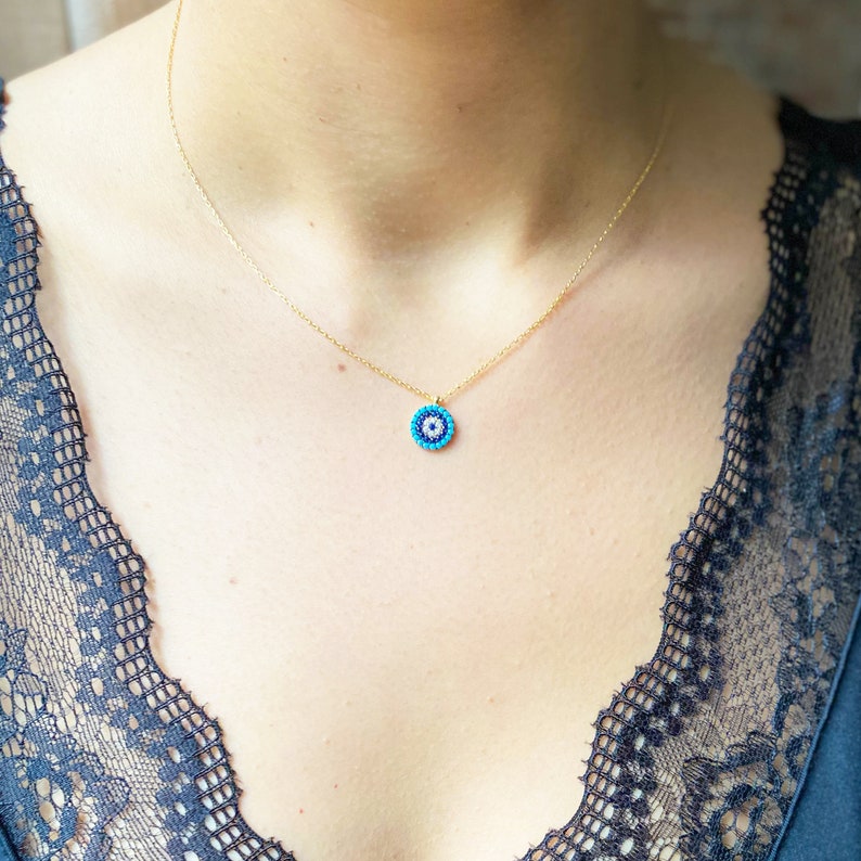 Evil Eye Necklace Evil Eye Gold Tiny Evil Eye Pendant Etsy