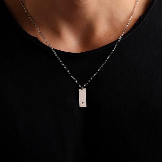 Mens Initial Necklace Mens Name 