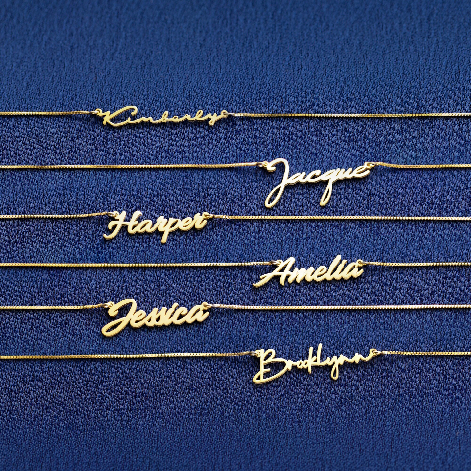 14K Gold Name Necklace Name Necklace in Gold Cursive Name Etsy