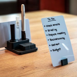 Quadro de notas de mesa - Lista de tarefas do quadro branco - Bloco de notas do quadro branco - Bloco de notas de mesa - Lista de tarefas do escritório - Acessórios de mesa