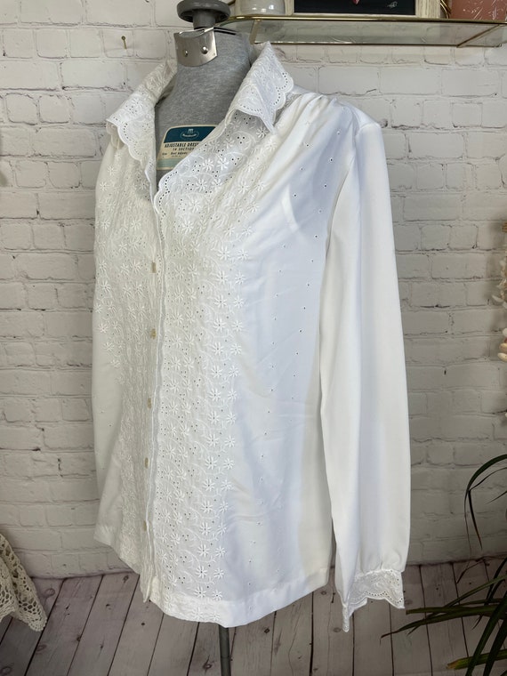White embroidered Cut work blouse 12