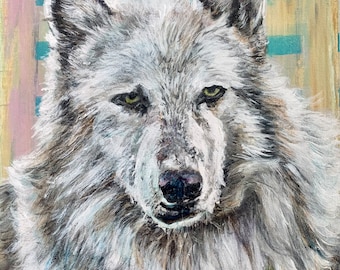 キャンバスにアクリル絵の具 オオカミの料理人 - Etsy 日本