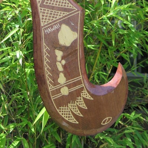 Hawaiian Islands Engraved Hand Made Wall Decor Solid Wood Polynesian Tribal Design Paddle