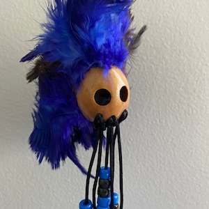 Kamani Mini Ikaika Blue Brown Hawaiian Helmet Car Decor Hanging