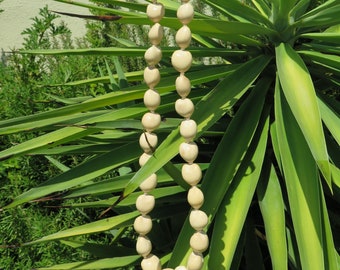 Beige Kukui Nut Lei Hawaiian Necklace Luau Wedding Graduation Gift