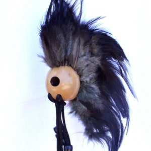 1&quot; Kamani Nut Black Feathers Ikaika Hawaiian Warrior Helmet Hawaii Car Decor