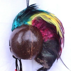 2.5&quot; Coconut Rasta Feathers Ikaika Hawaiian Warrior Helmet Hawaii Car Decor