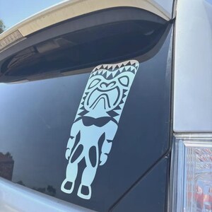 Adesivo in vinile per auto/camion con motivo hawaiano, tribale, argento, Tiki Man, Hawaii