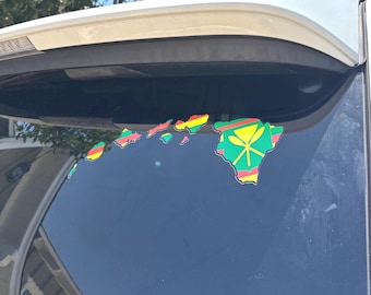 Hawaiian 12" Kanaka Maoli Native Flag Island Chain Vinyl Car Truck Window Decal Sticker