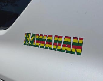 9 "9" Kanaka Maoli Flagge Hawaiian Rasta Color Aufkleber Auto / LKW Fenster Aufkleber