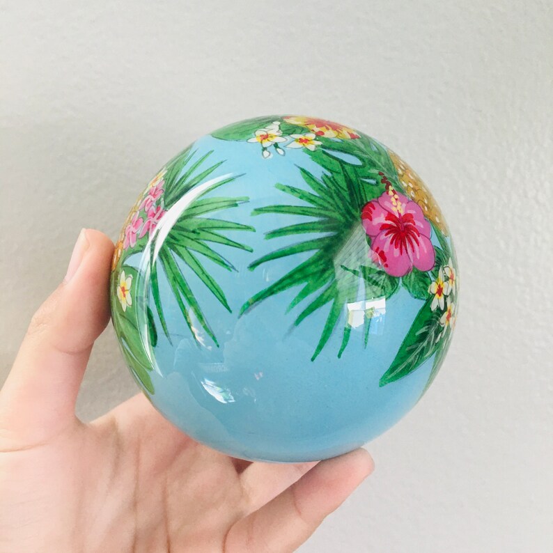 Hawaiian Hand Painted Hawaii Pineapple and Tropical Island Flowers
