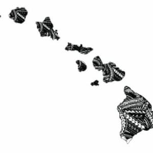 Calcomanía para ventana de automóvil o camión con diseño tribal de la bandera de la isla hawaiana y mapa de Hawái
