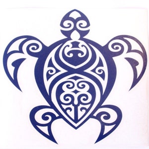 Blauwe Hawaiiaanse zeeschildpadden Tribal Honu Hawaii vinyl sticker auto / vrachtwagen raamsticker