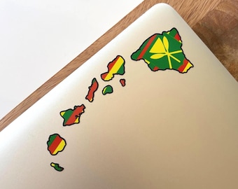 Hawaiian 6" Kanaka Maoli Native Flag Island Chain Vinyl Car Truck Window Decal Sticker