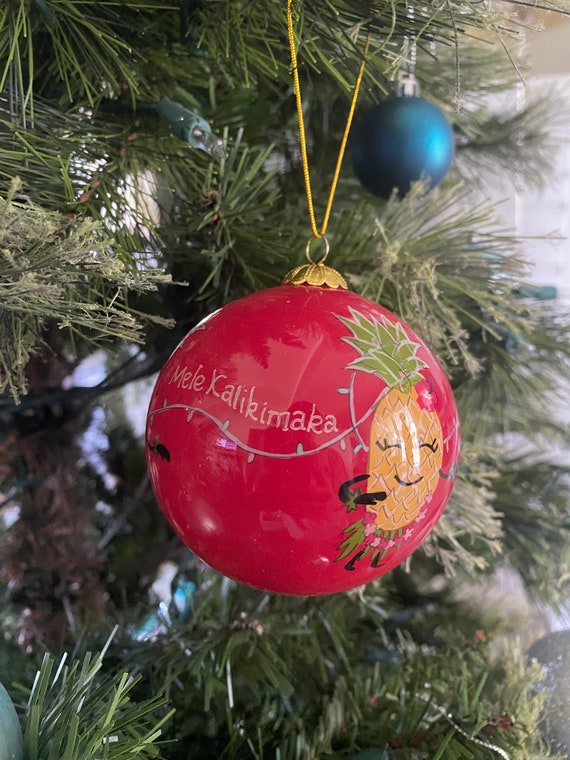 Hawaiian Hand Painted Hula Dancing Pineapple Mele Kalikimaka