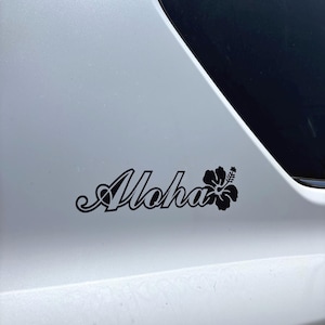 9&quot; Black Aloha Hibiscus Flower ~ Vinyl Car Truck Window Decal Sticker