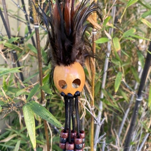 1&quot; Kamani Nut Brown Feathers Ikaika Hawaiian Warrior Helmet Hawaii Car Vehicle Decor
