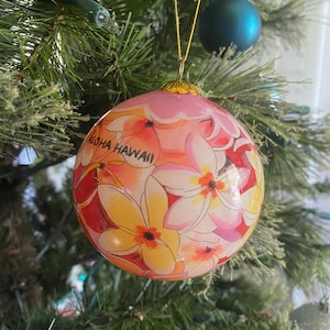 手描きのハワイアンレッド＆ピンクのハイビスカスハワイ島の花の