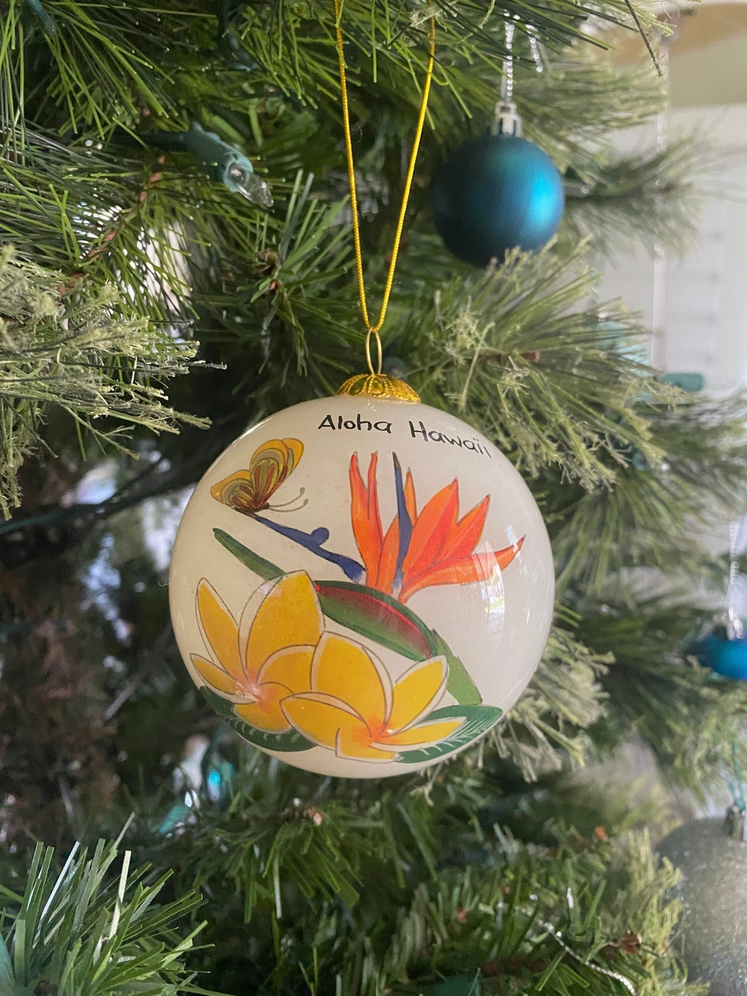 手描きハワイアンハイビスカスの花極楽鳥ハワイ島熱帯植物葉クリスマス