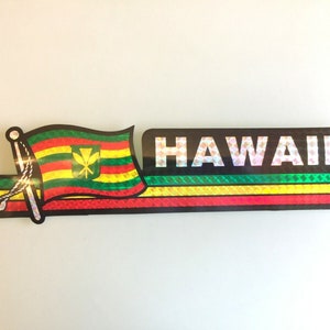 12&quot; Hawaiian Hawaii Kanaka Maoli Native Flag Hologram Vinyl Car Window Decal Sticker
