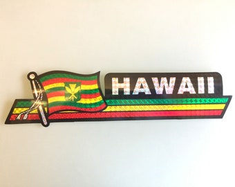 12" Hawaiian Hawaii Kanaka Maoli Native Flag Hologram Vinyl Car Window Decal Sticker